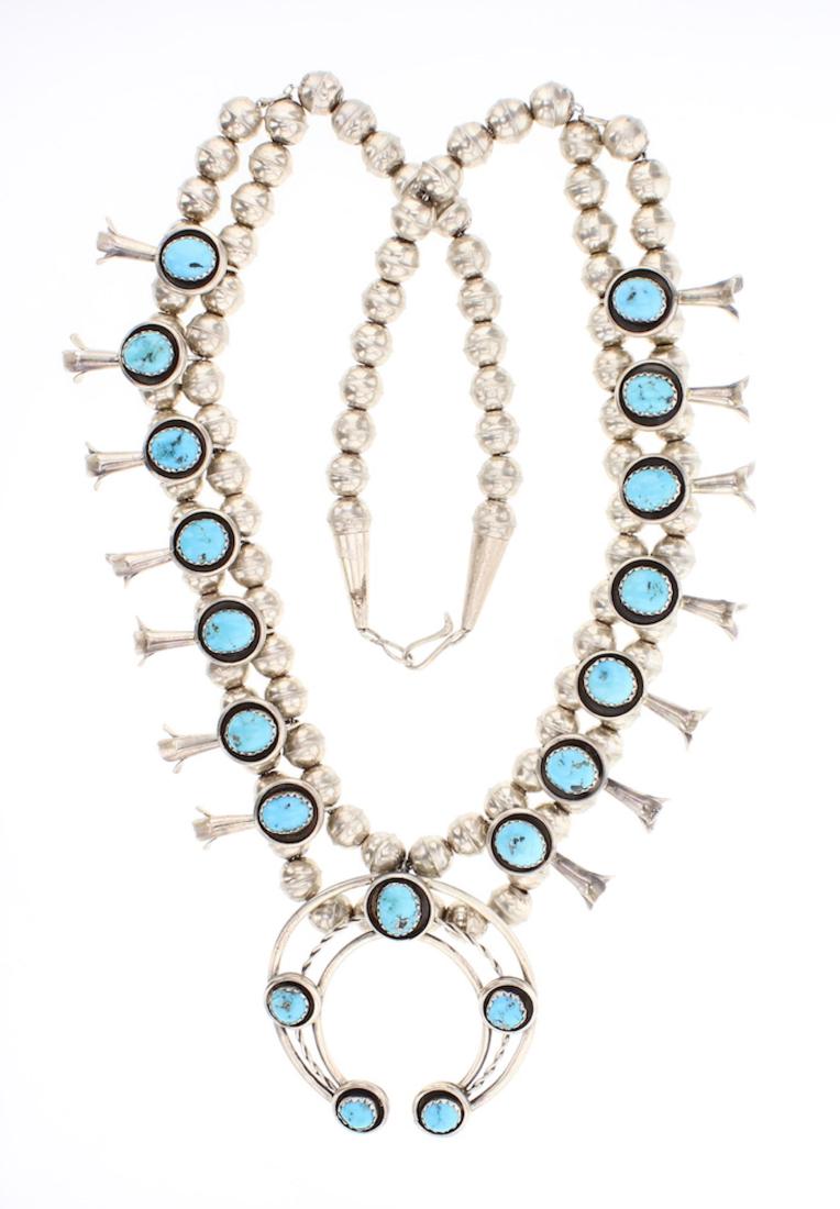 Phil Garcia Turquoise Squash Blossom Necklace