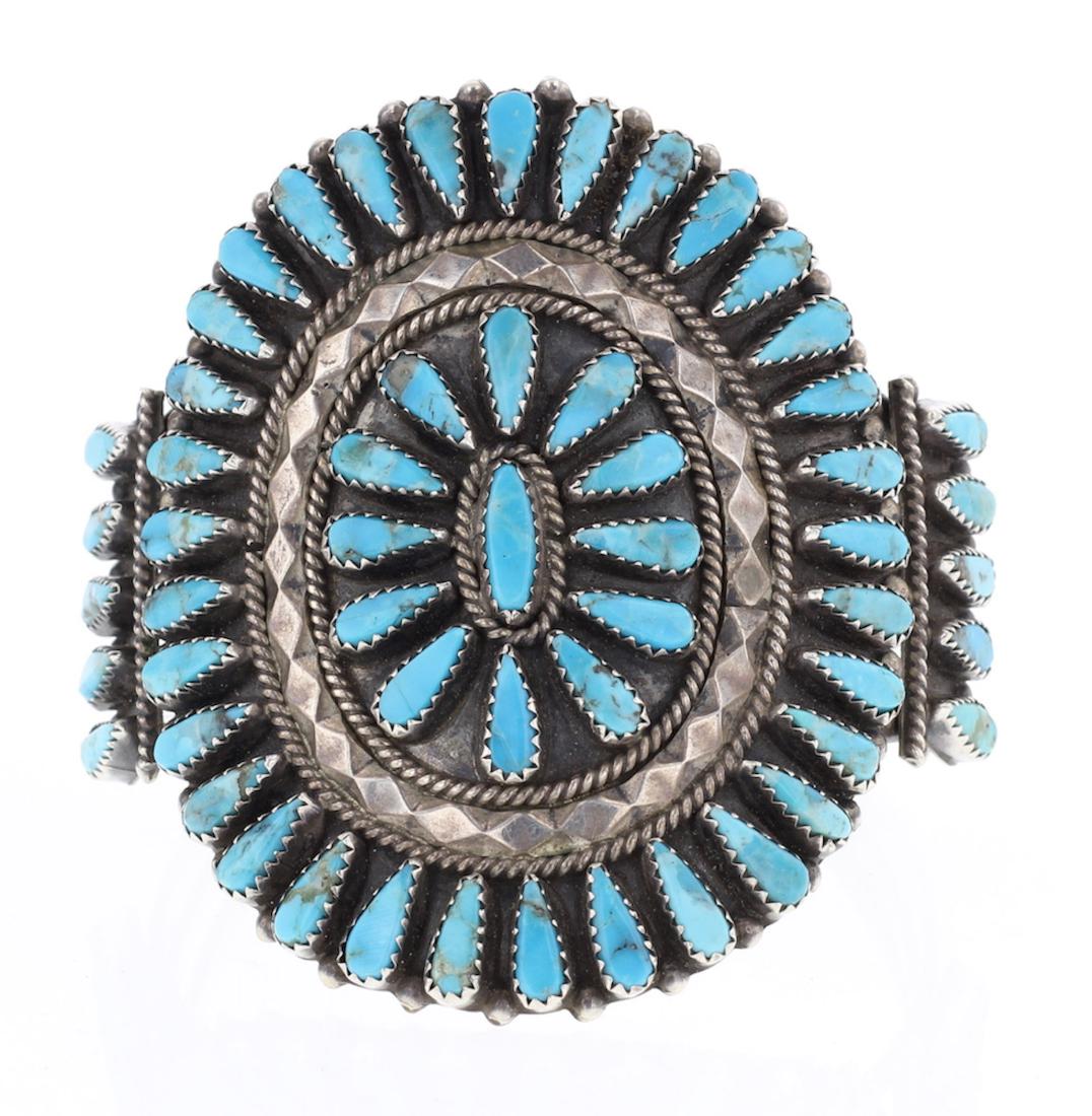Tommy Lowe Vintage Turquoise Cluster Cuff Bracelet (1 of 3)