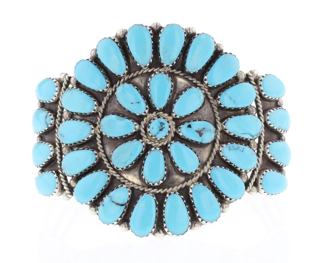 Block Turquoise Cluster Cuff Bracelet (1 of 3)