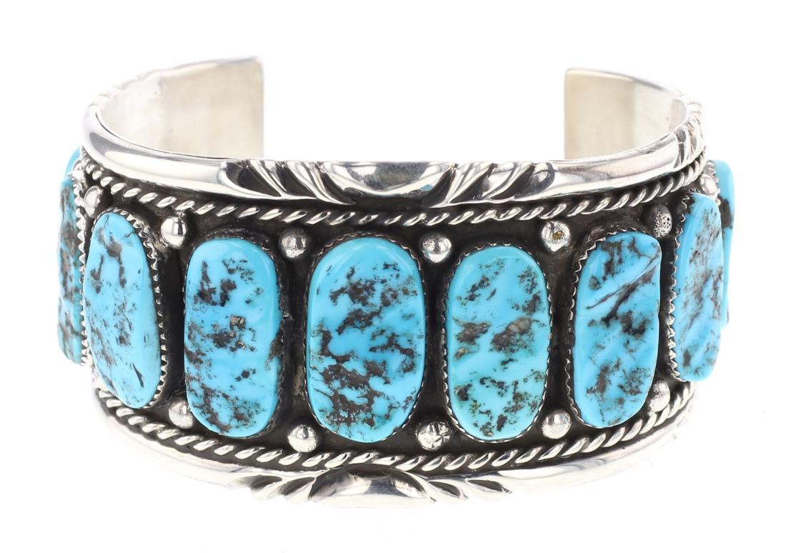 Victor Moses Begay Vintage Large Stone Row Bracelet (1 of 3)