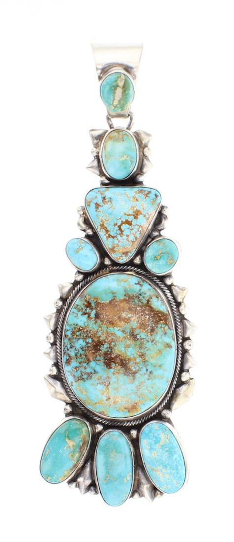 Sheila Becenti Contemporary Kingman Turquoise Pendant (1 of 2)