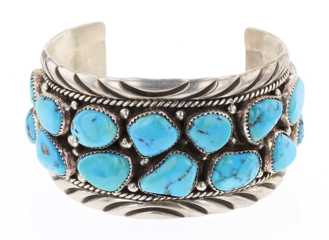 Vintage Spencer Turquoise Freeform Row Cuff Bracelet (1 of 3)