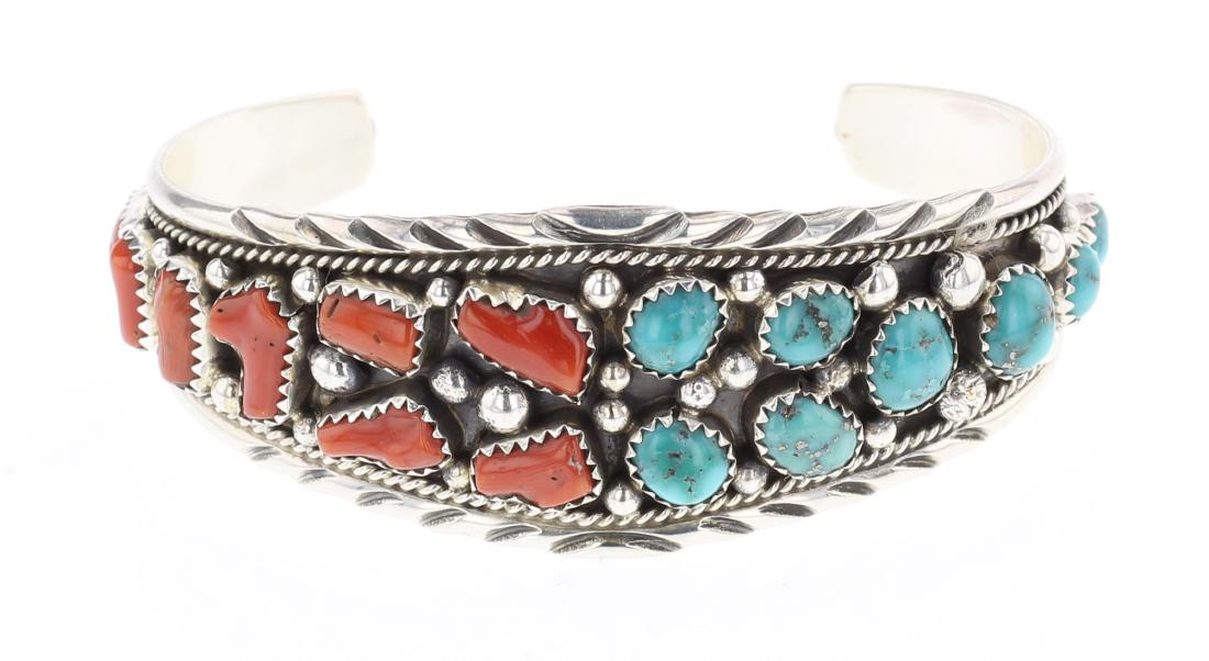 Irvin Chee Turquoise & Free form Coral Vintage Cuff (1 of 3)