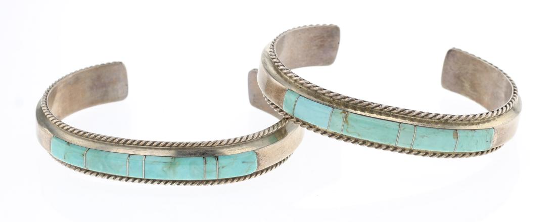 francalita Yazzie Vintage Turquoise Inlay Cuff Bracelet (1 of 3)