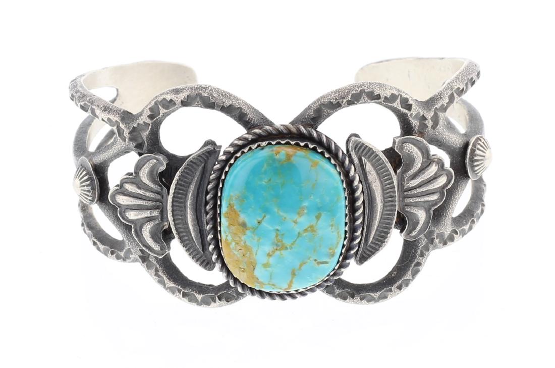 K. Billah Turquoise Sand Cast Design Cuff Bracelet (1 of 3)