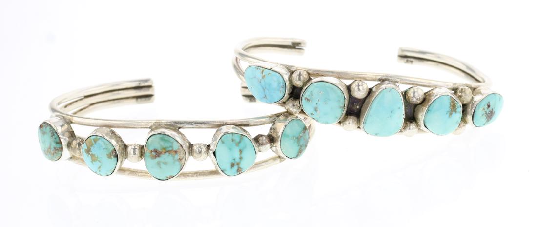 VS Vintage Turquoise Cuff Bracelet  Set of Two (1 of 3)