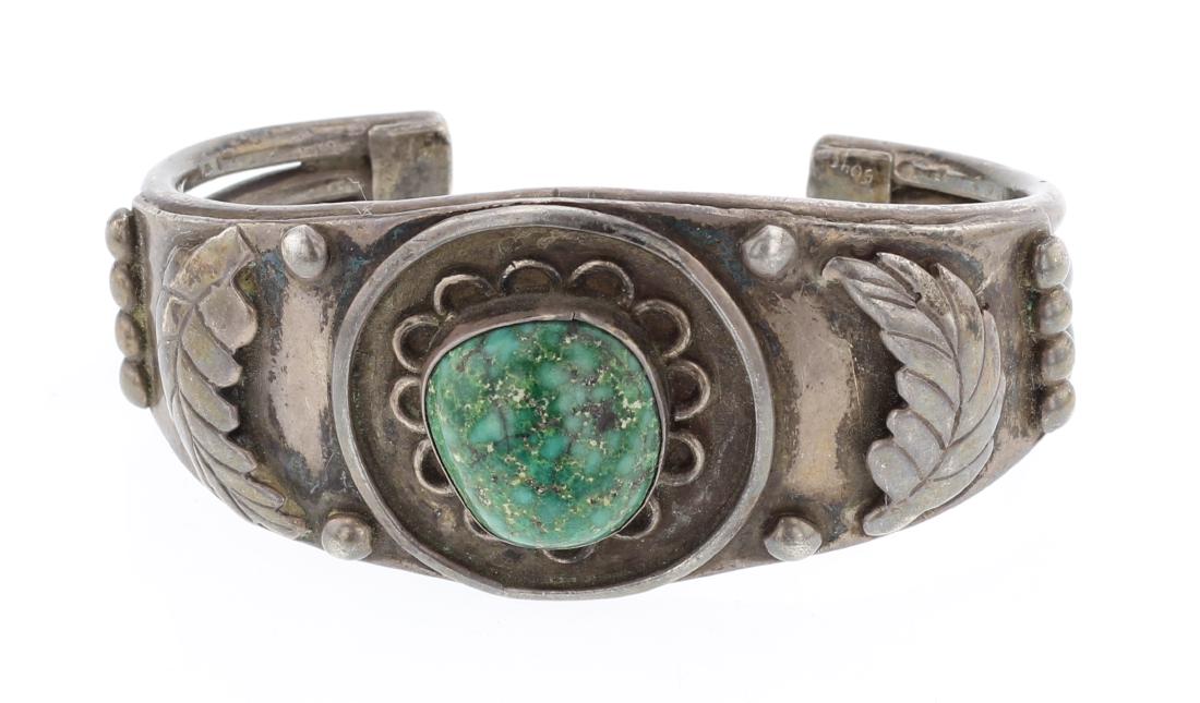 Old Pawn Turquoise Leaf Cuff Bracelet (1 of 3)