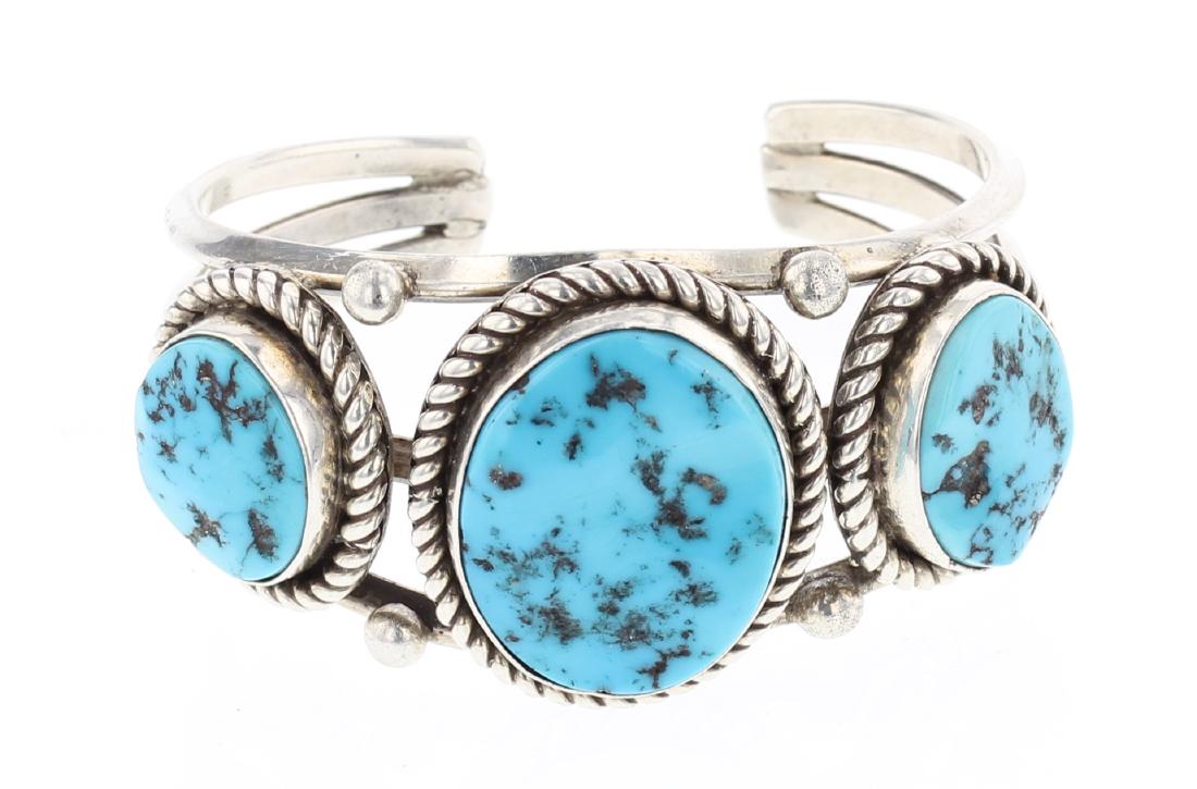 Vintage Turquoise Large Stone Cuff Bracelet (1 of 3)