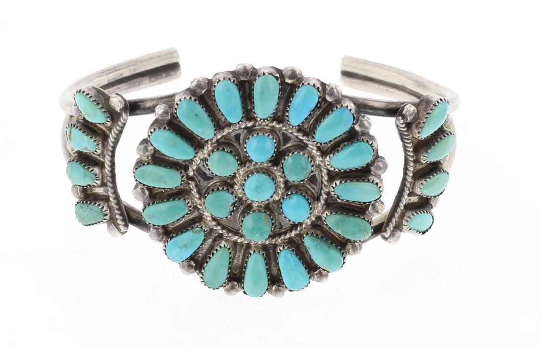 Old Pawn Turquoise Cluster Cuff Bracelet (1 of 3)