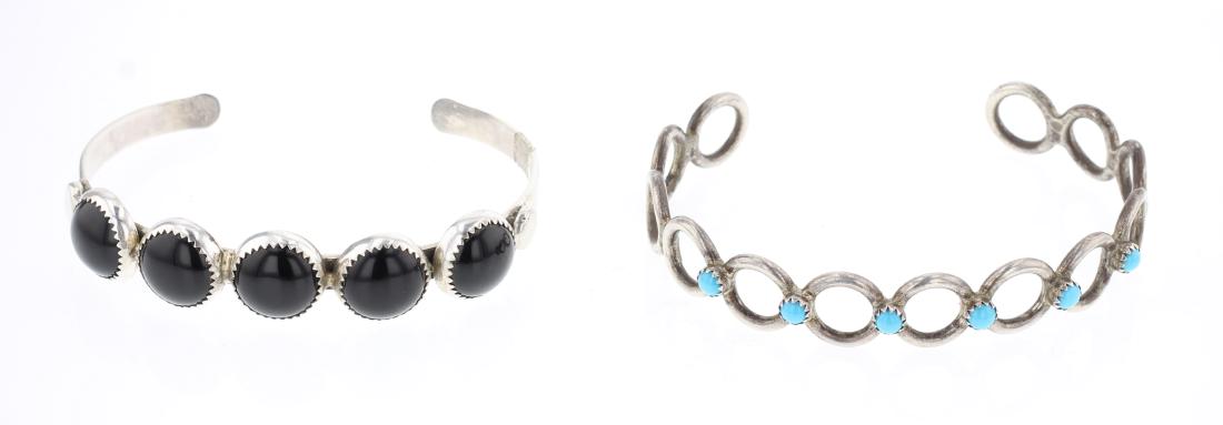 Vintage Turquoise & Black Onyx Cuff Bracelet  Lot of (1 of 3)