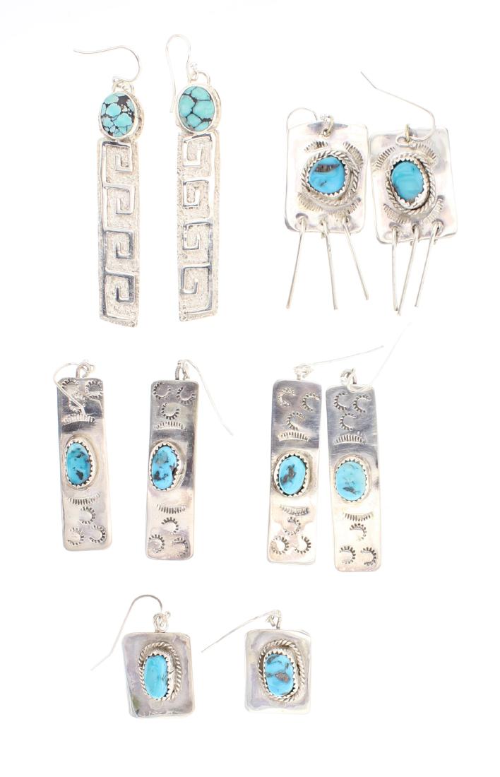 Vintage Turquoise Earrings Lot of Five Pairs (1 of 2)