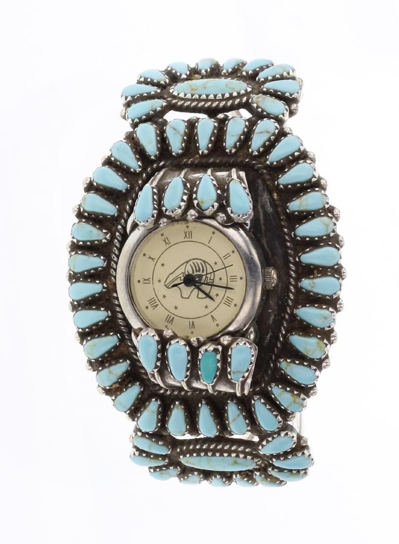 Vintage Turquoise Cluster Watch Bracelet (1 of 3)