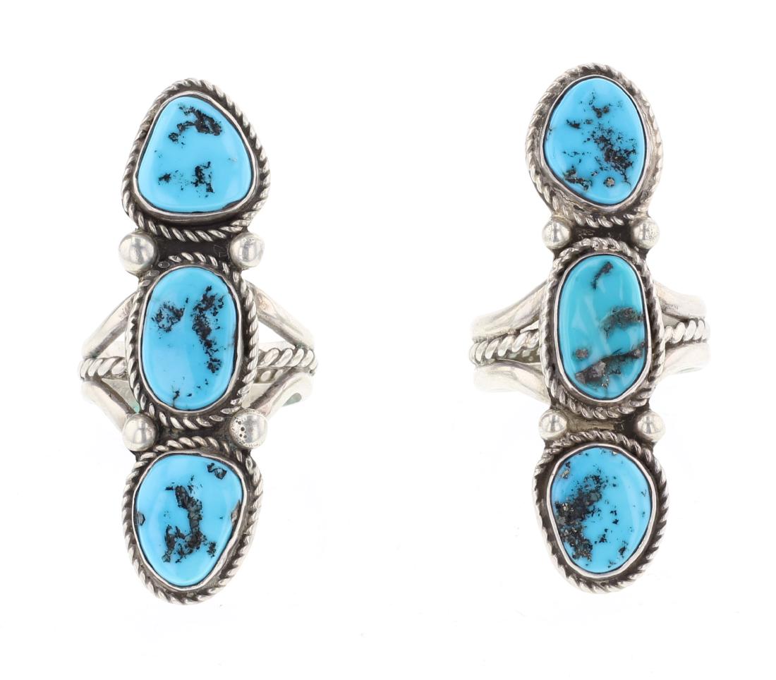Sleeping Beauty Nugget Turquoise Ring Set of 2 (1 of 3)