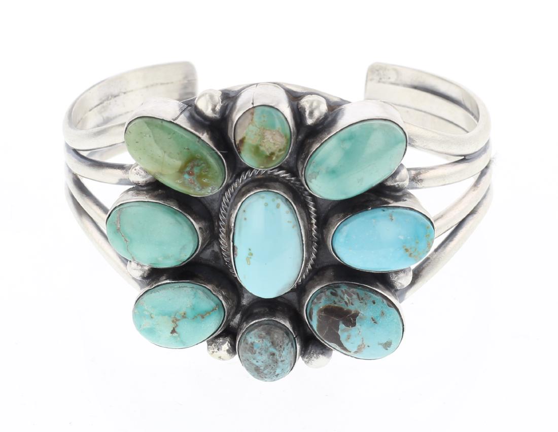 Raymond Beard Kingman Turquoise Large Cluster Cuff (1 of 3)