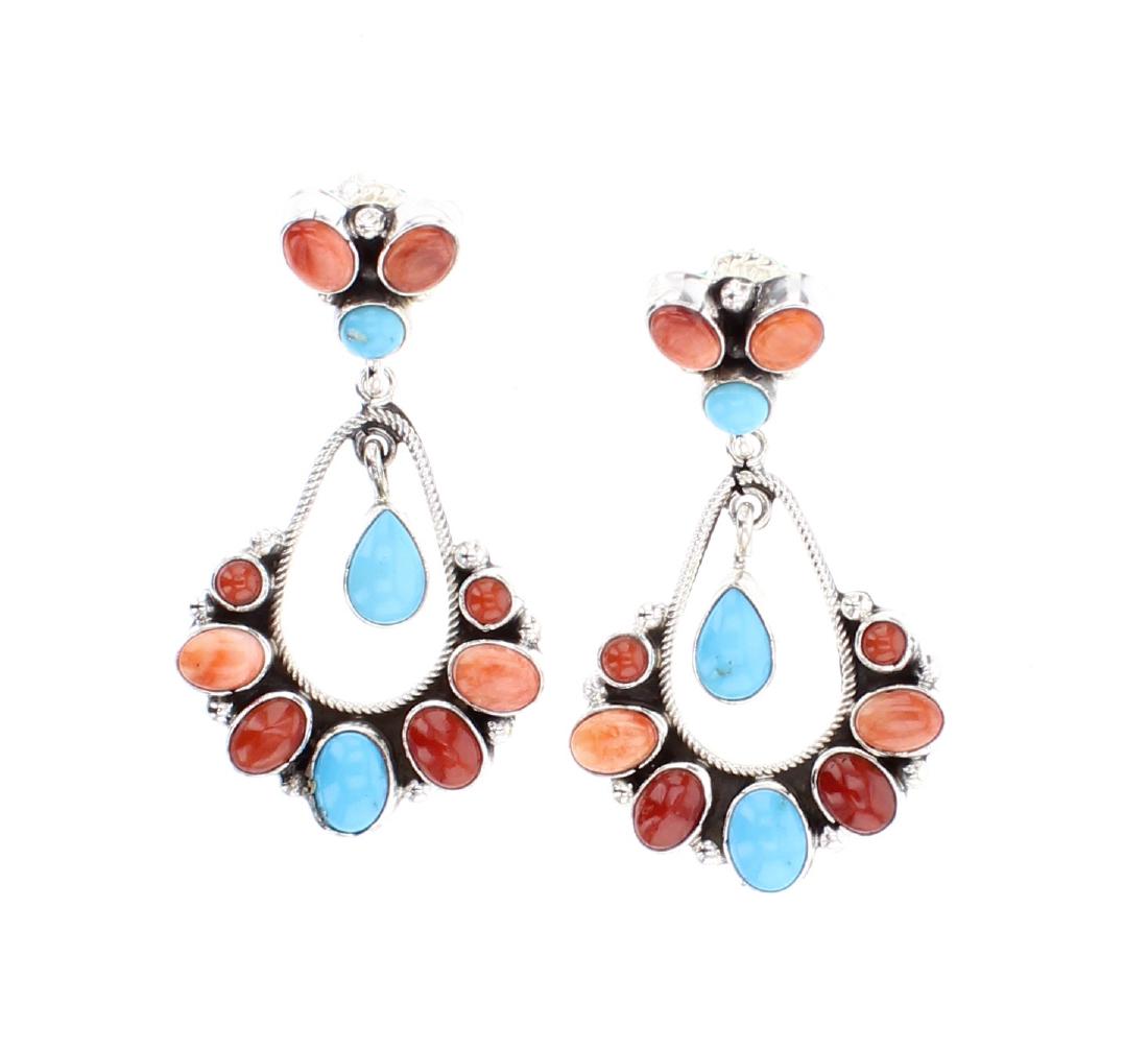 Eleanor Largo Turquoise & Coral Contemporary Earrings (1 of 2)