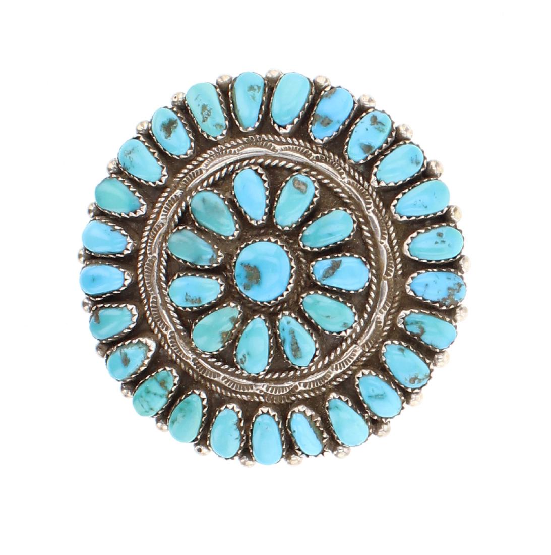 Old Pawn Turquoise Cluster Pin (1 of 2)