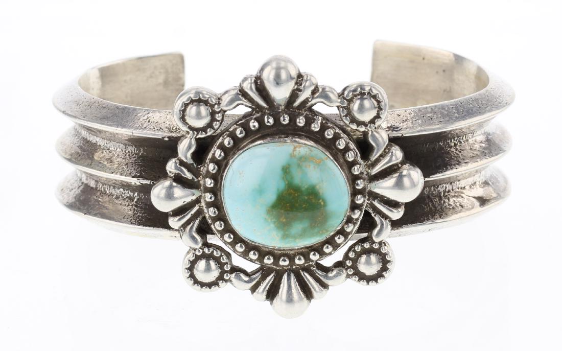 Royston Turquoise Vintage Sand Cast Cuff Bracelet (1 of 3)