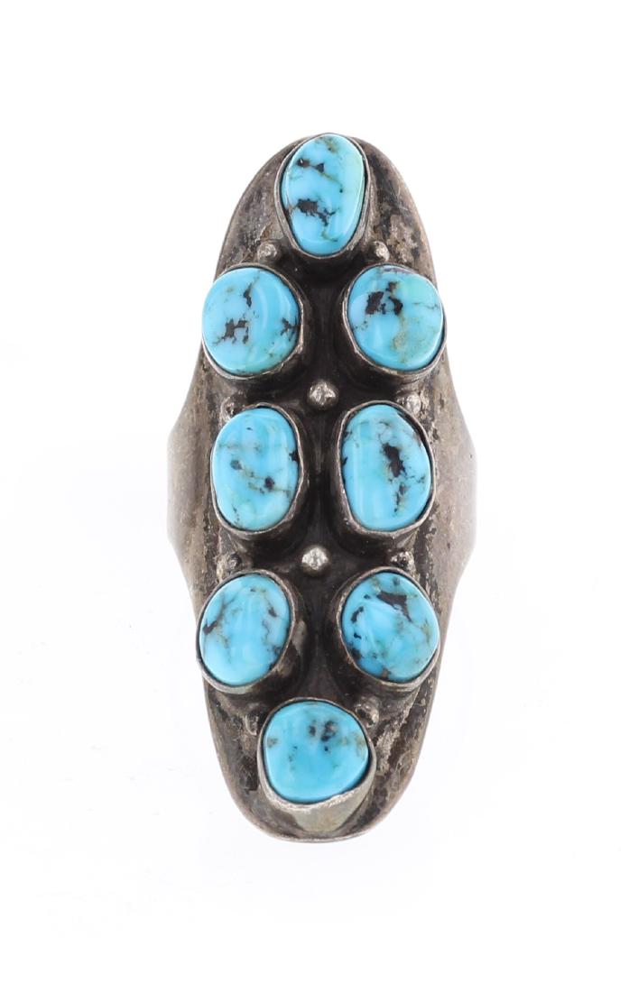 Vintage Kingman Nugget Turquoise Cluster Ring (1 of 3)