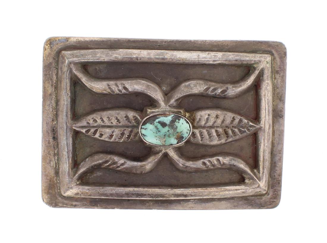 Old Pawn Turquoise Leaf Belt Buckle (1 of 2)