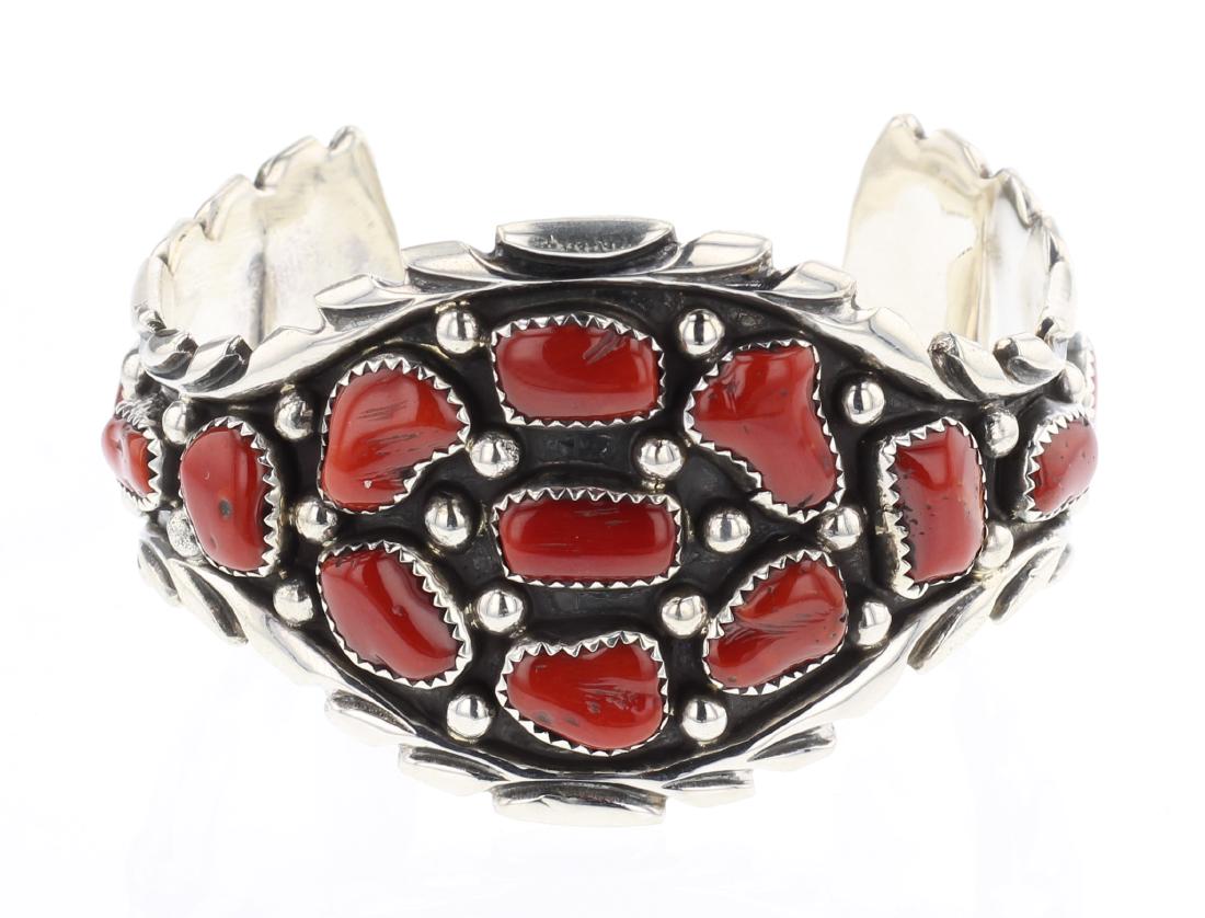 DA Jim Vintage Ox Blood Freeform Coral Cuff Bracelet (1 of 3)