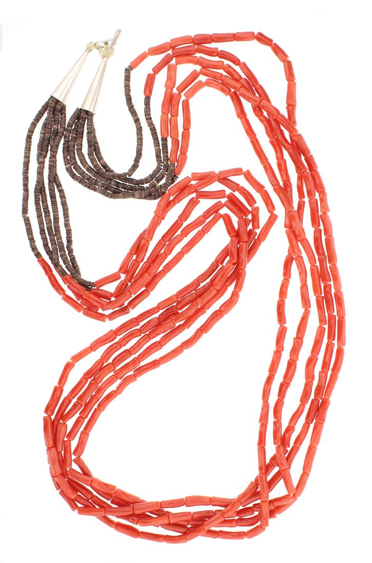 Vintage Coral Heishi Multi Strand Necklace (1 of 2)