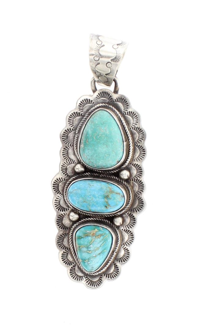 Sheila Becenti Contemporary Kingman Turquoise Pendant (1 of 2)