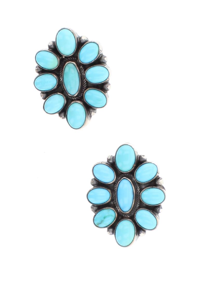 Contemporary Turquoise Cluster Post Earrings (1 of 2)