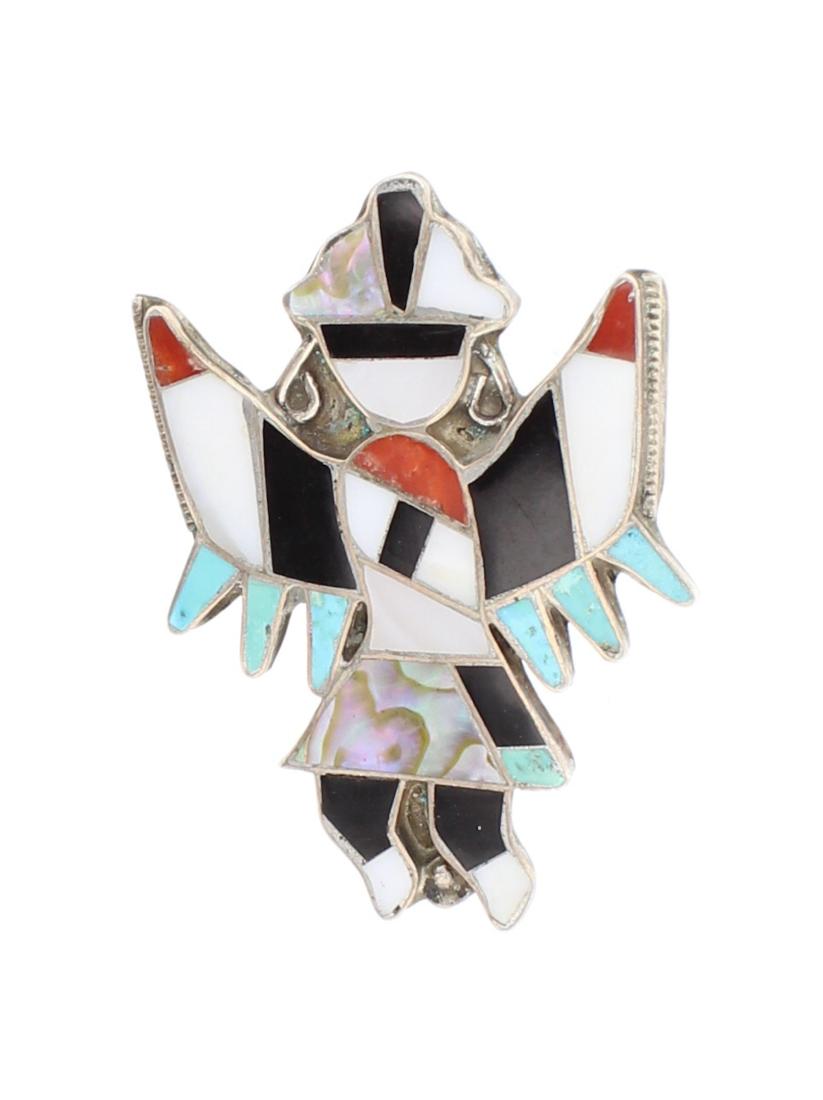 Vintage Old Pawn Multi Stone Zuni Inlay Pin (1 of 2)