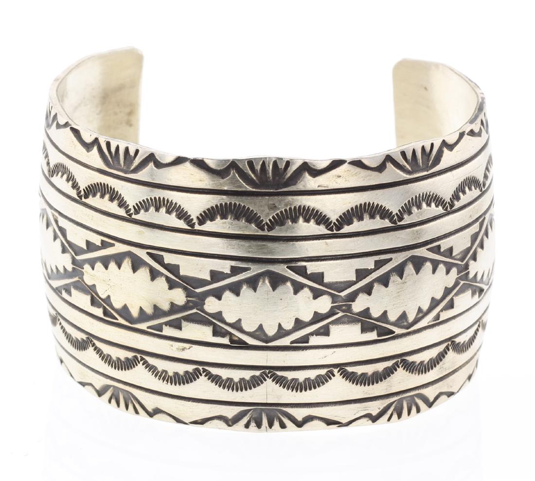 Vintage Wide Geometric Shape Overlay Cuff Bracelet (1 of 3)