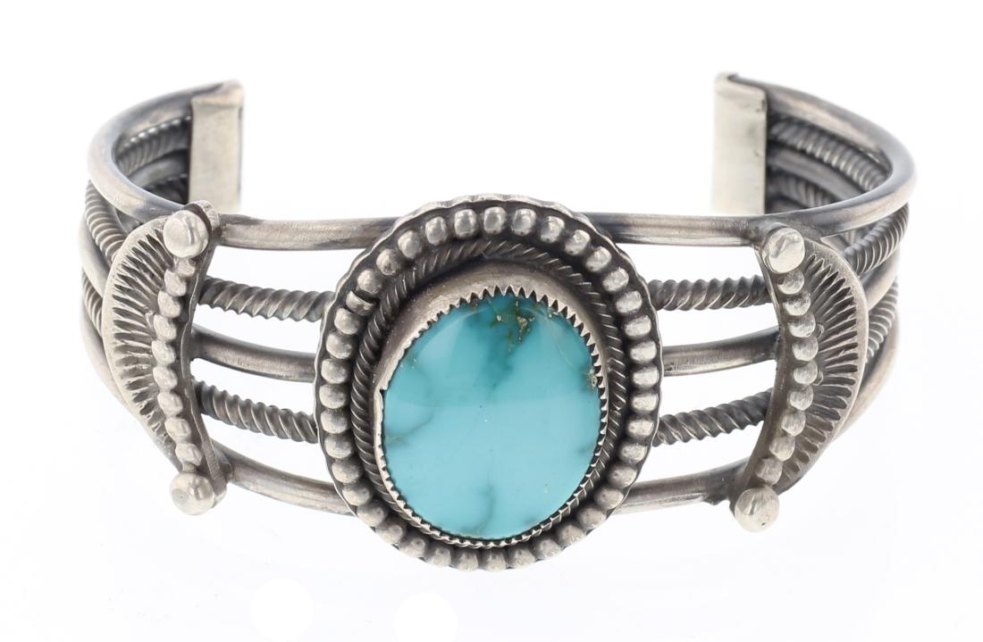 Turquoise Twist Wire Cuff Bracelet (1 of 3)