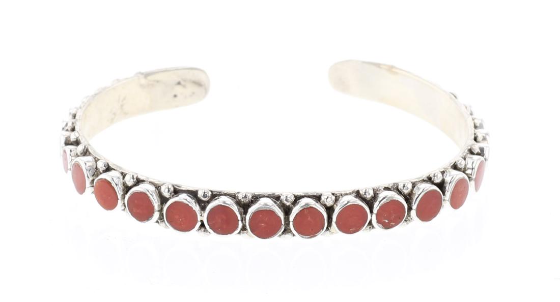 Contemporary Coral Row Cuff Bracelet (1 of 3)