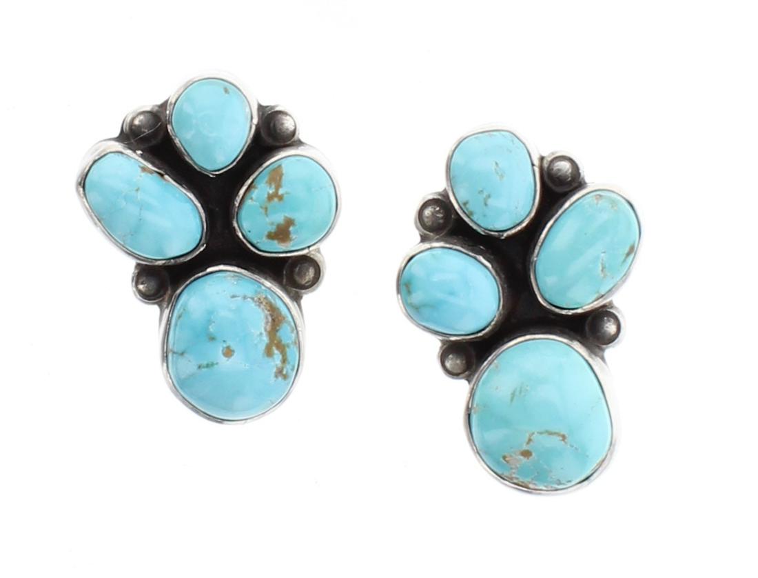 Etta Enditto Kingman Turquoise Cluster Earrings (1 of 2)