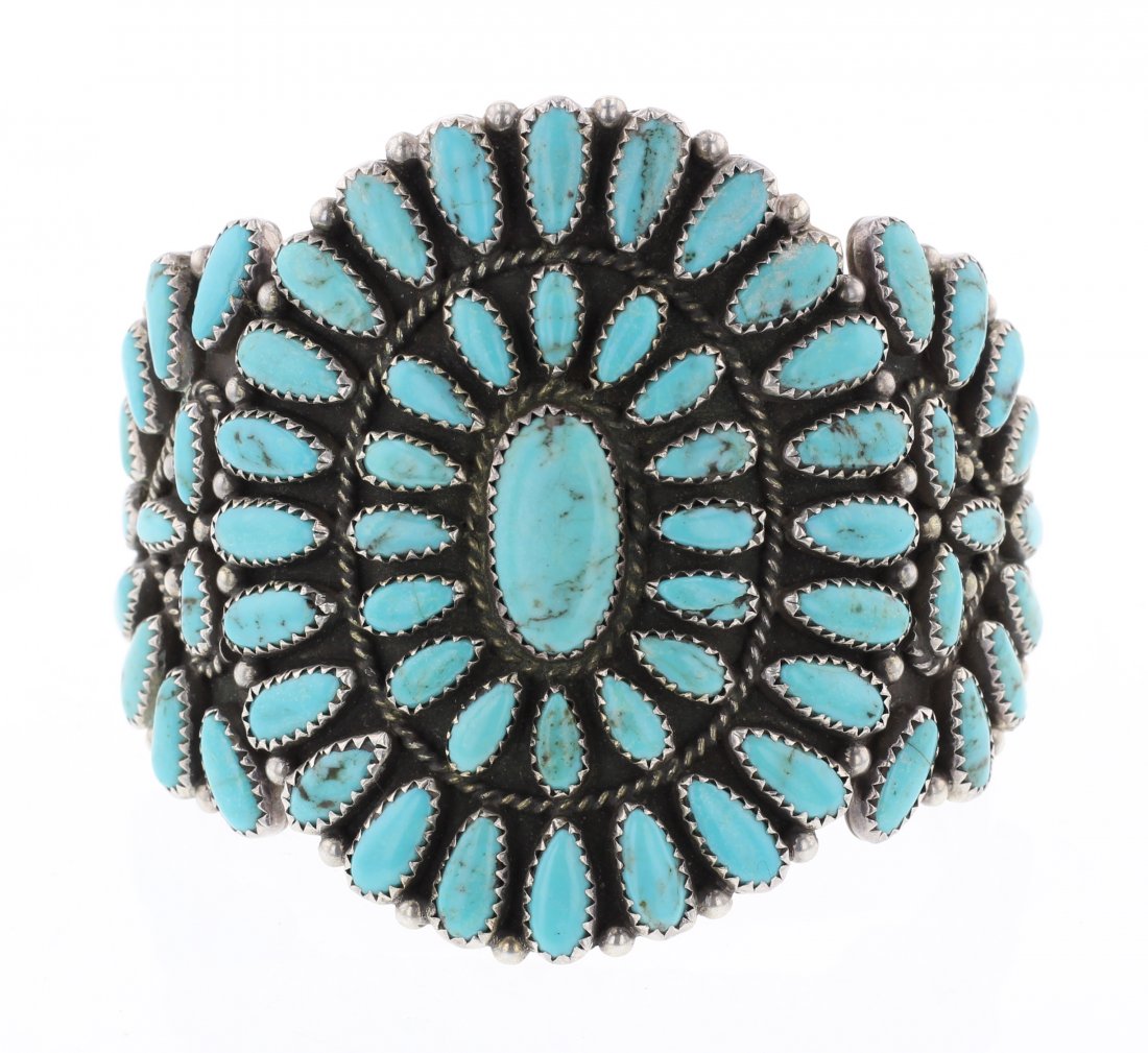 OQ Old Pawn Mixed Turquoise Original Cluster Cuff Brace (1 of 3)