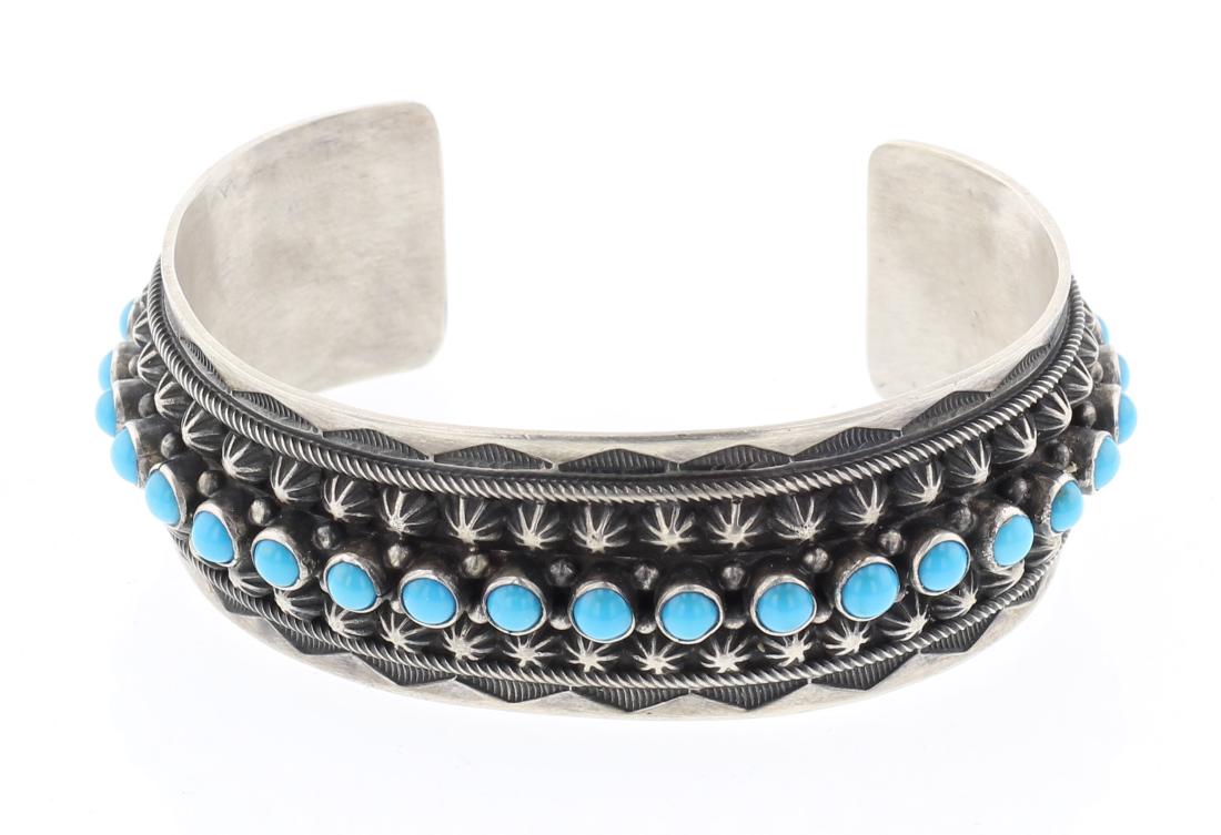 Danny Clark Sleeping Beauty Turquoise Row Cuff Bracelet (1 of 3)
