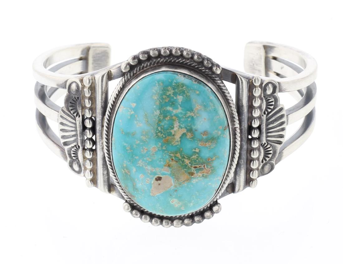 Farah King Kingman Turquoise Contemporary Cuff Bracelet (1 of 3)