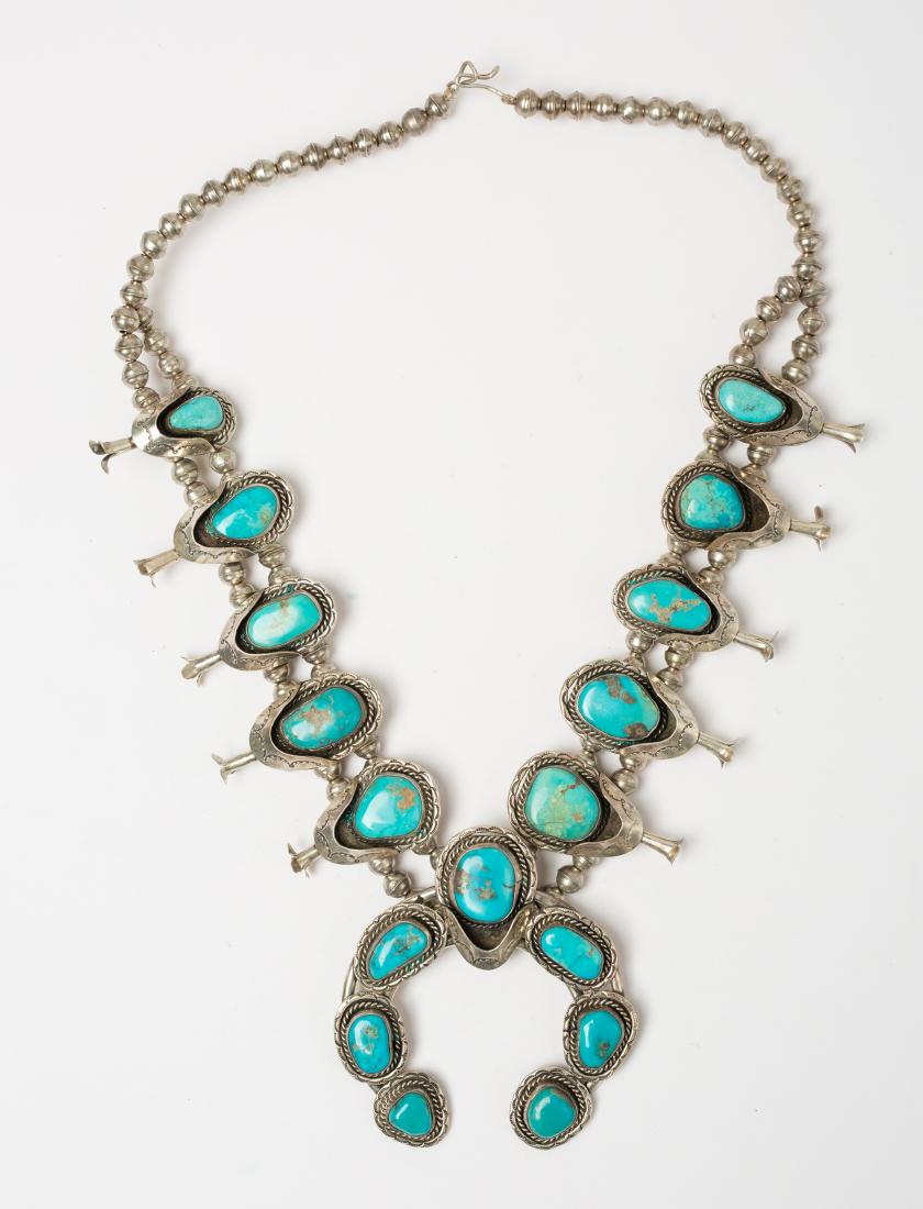 Old Pawn Shadow Box Kingman Turquoise Squash Blossom (1 of 2)