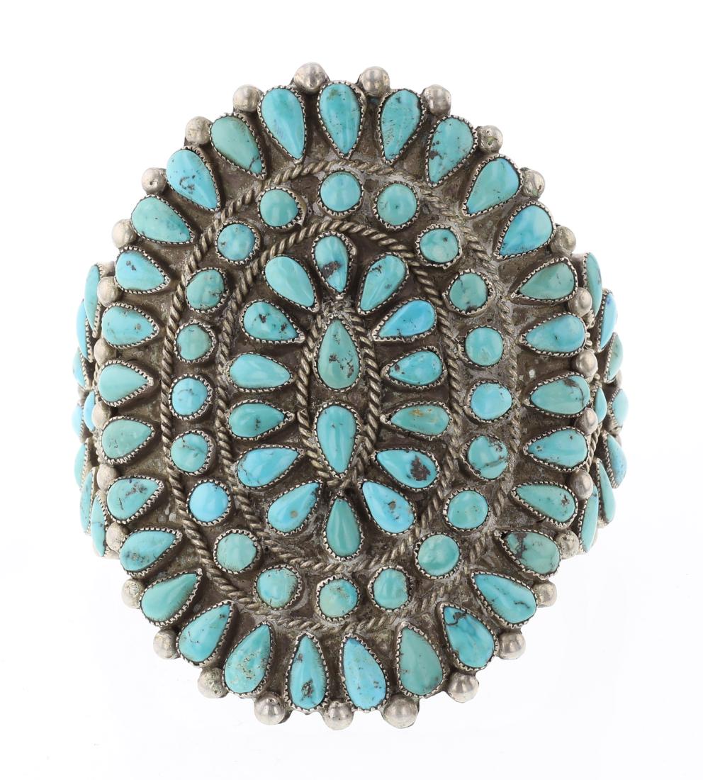 Old Pawn Turquoise Original Cluster Cuff Bracelet (1 of 3)