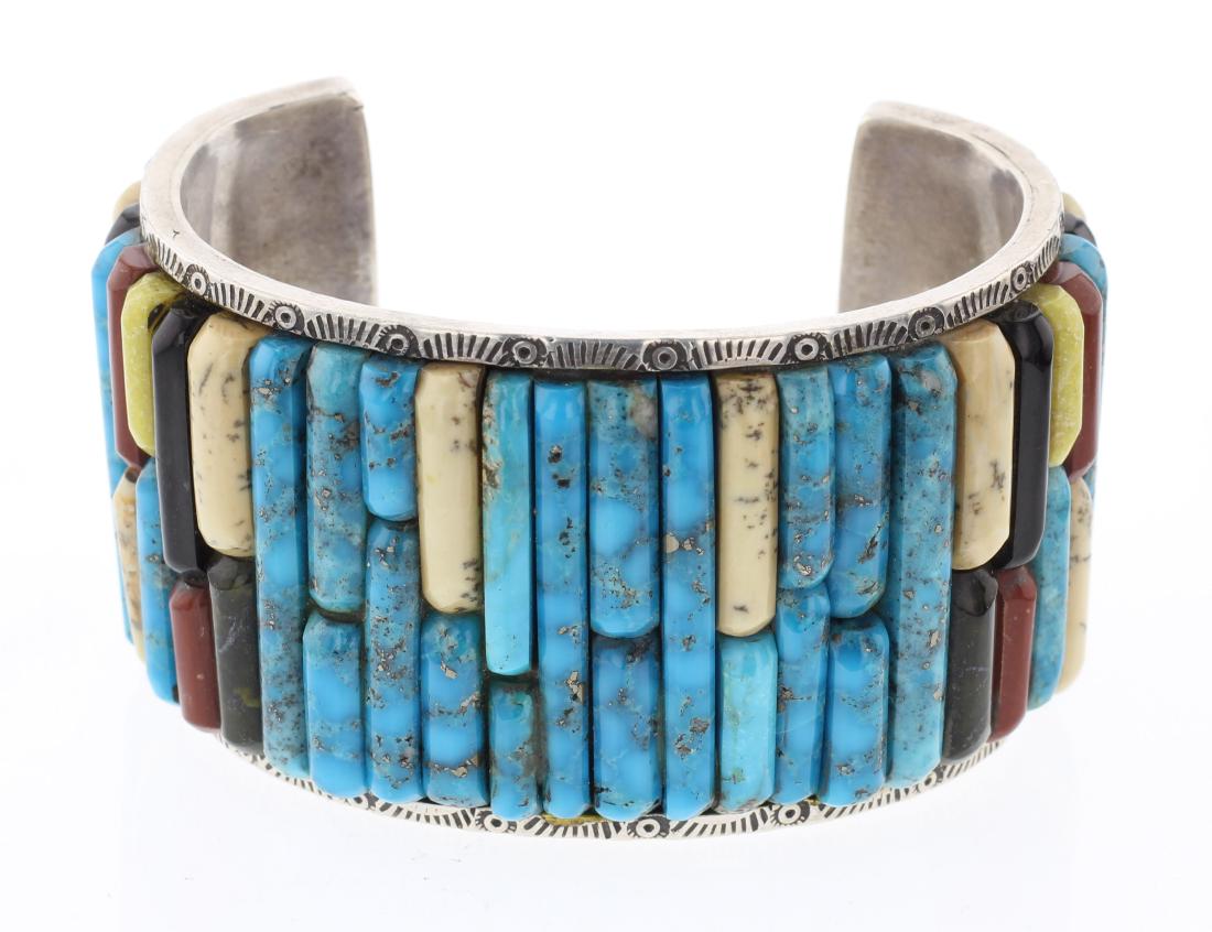 Old Pawn Cobblestone Inlay Turquoise & Multi Stone Cuff (1 of 3)