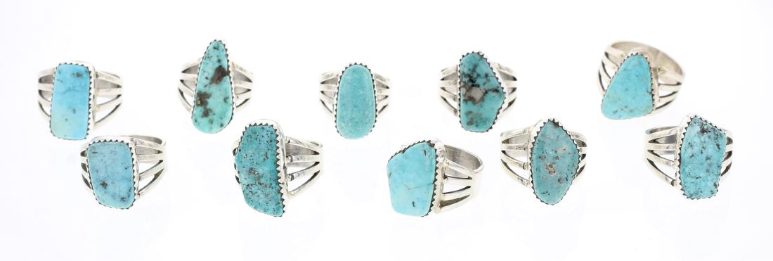 Emerson Kingman Turquoise Freeform Ring Lot of 10 (1 of 3)