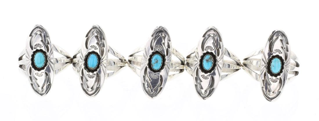 Turquoise Shadow Box Ring Lot of Five (1 of 3)