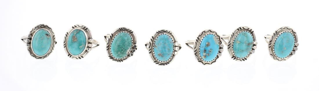 Lenora Silversmith Begay Turquoise Rings Lot of Seven (1 of 3)
