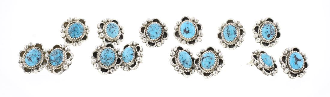 Turquoise Stud Earrings Lot of Seven Pairs (1 of 3)