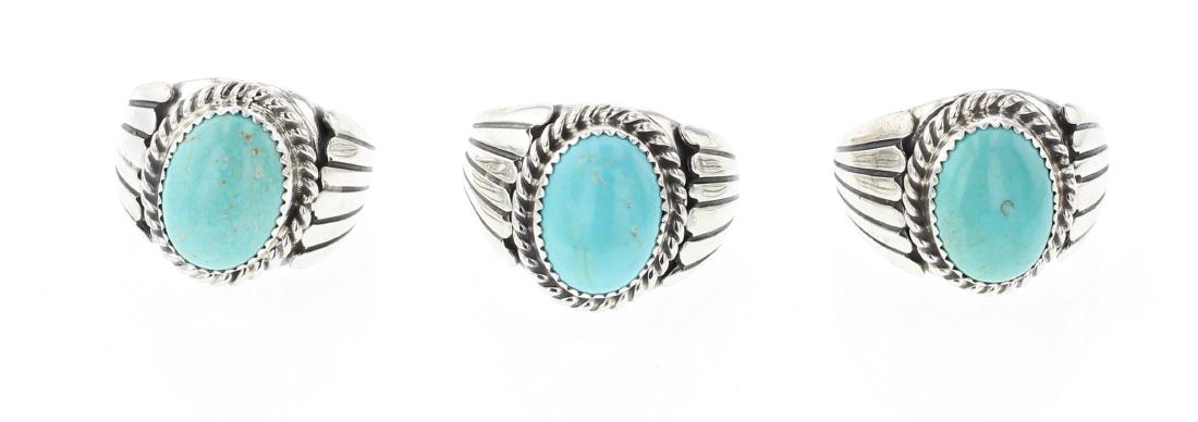 Tom Hasteen Turquoise Large Stone Lot of 3 Rings (1 of 3)