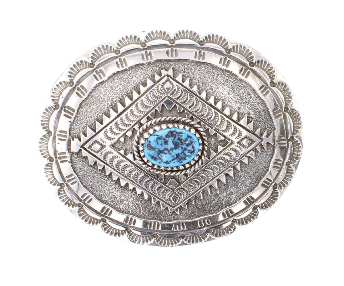 Tom Hasteen Kingman Turquoise Belt Buckle (1 of 2)
