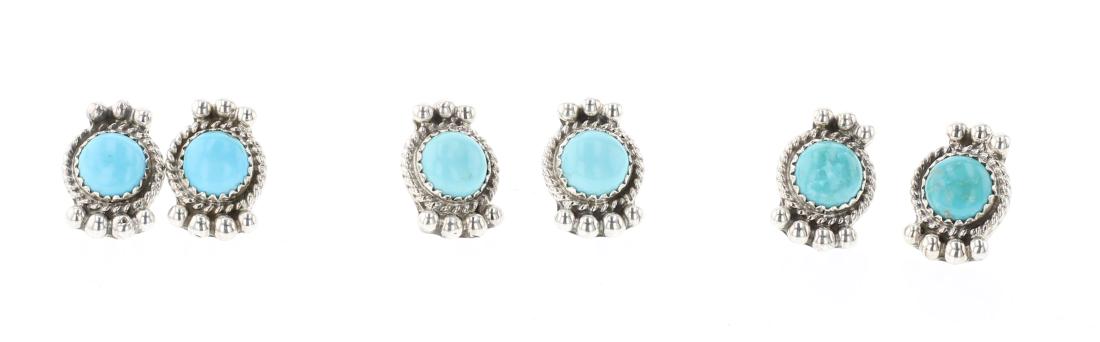 Garrison Boyd Turquoise Post Earrings Lot of Three (1 of 2)