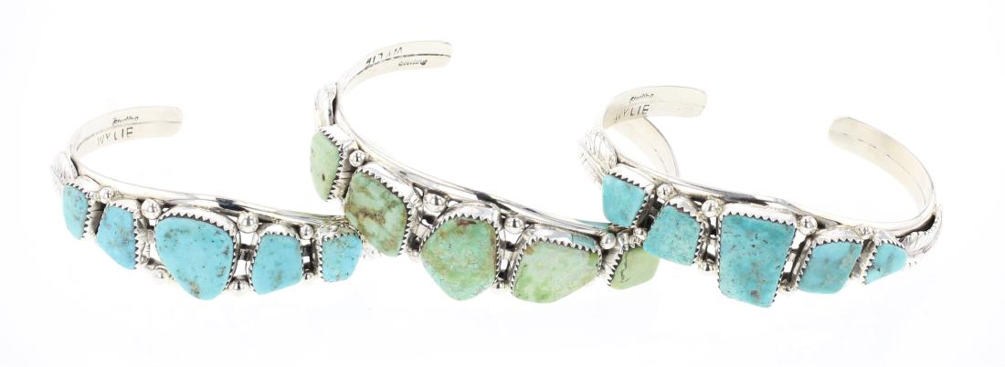Eula Wylie Freeform Turquoise Row Bracelet Lot of Three (1 of 3)