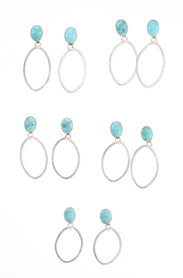 Lenora Silversmith Begay Turquoise Post Hoop Earrings (1 of 2)