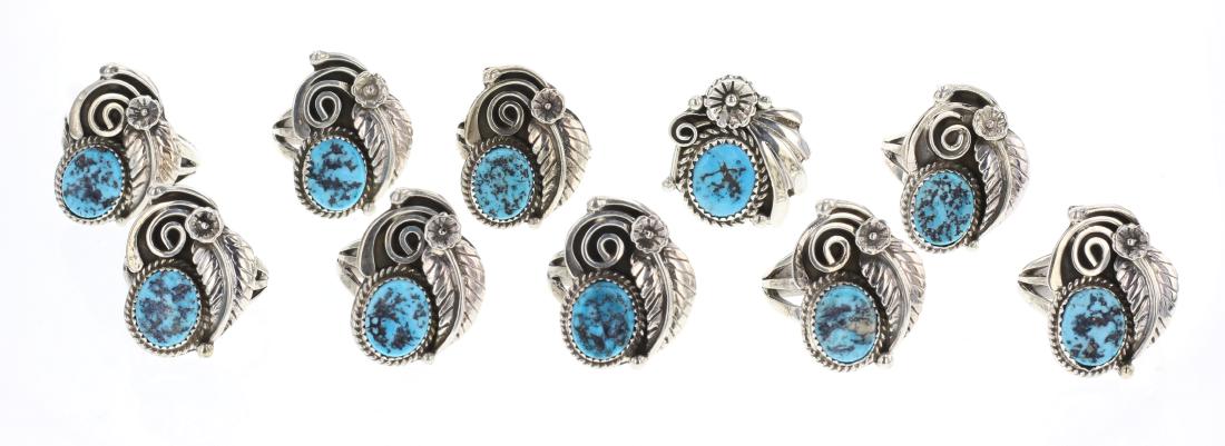 Garrison Boyd Turquoise Leaf & Flower Rings Lot of 10 (1 of 3)