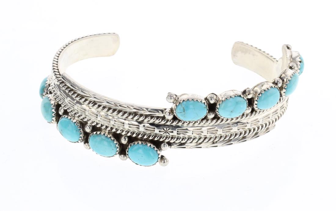 Lenora Silversmith Begay Turquoise Bracelet (1 of 3)