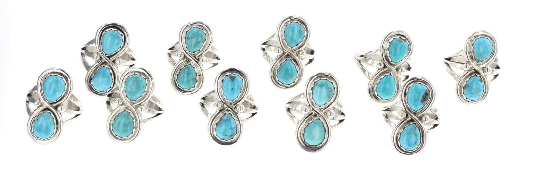 Lenora Silversmith Begay Turquoise Rings lot of 10 (1 of 3)